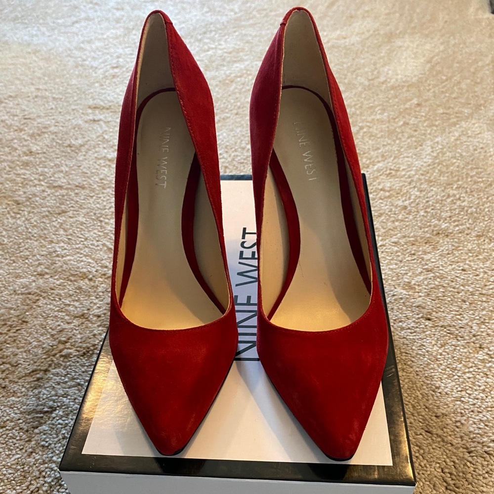 Nine West Red Shimmer Heels